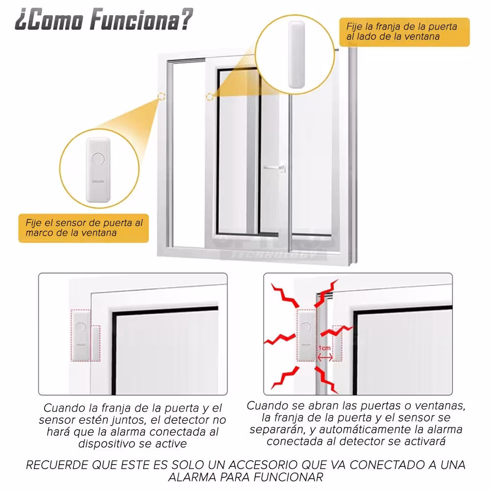 Seguridad - Sensor Detector Magnético para puertas o ventanas Digoo GSM para Alarmas de 433 MHz OPTIMUS TECHNOLOGY™ - 5