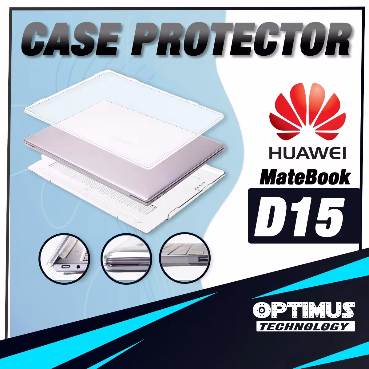 Estuche Case Carcasa Protectora MateBook Huawei D15 | OPTIMUS TECHNOLOGY™ | CRSA-HW-D15 |