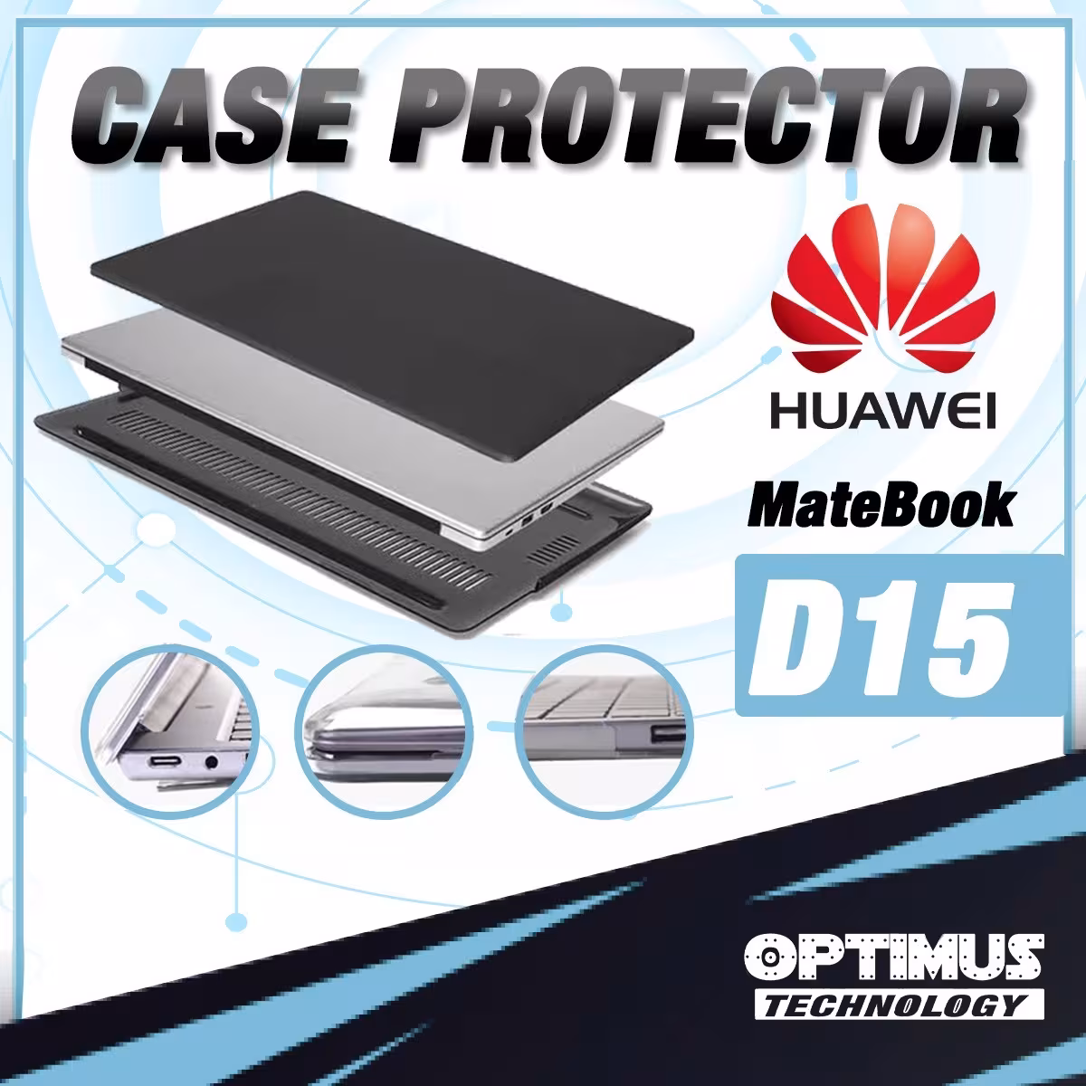 Estuche Case Carcasa Protectora MateBook Huawei D15 | OPTIMUS TECHNOLOGY™ | CRSA-HW-D15 |