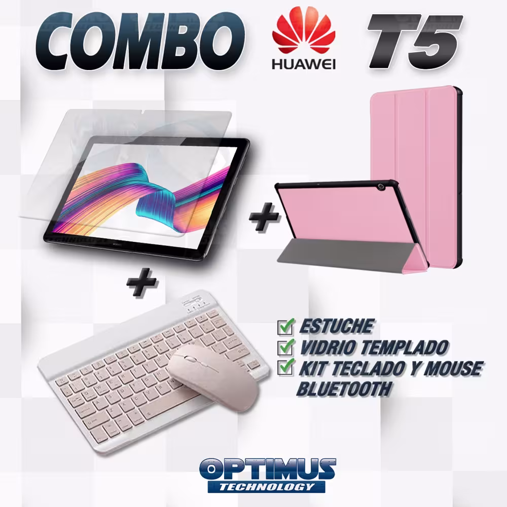 Kit Vidrio templado + Case Forro Protector + Teclado y Mouse Ratón Bluetooth para Tablet Huawei Huawei T5-10 OPTIMUS TECHNOLOGY™
