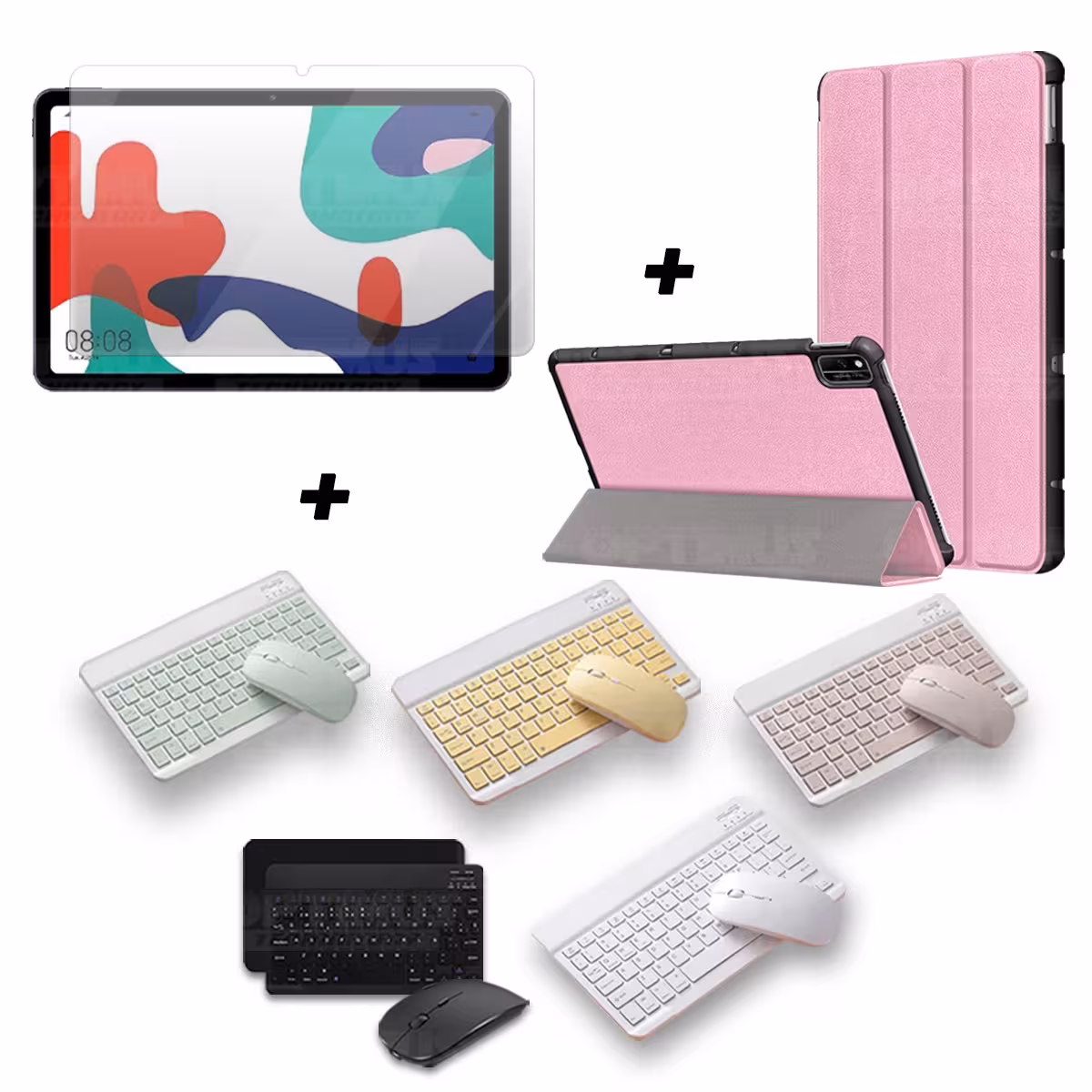 Kit Vidrio templado + Case Forro Protector + Teclado y Mouse Ratón Bluetooth para Tablet Huawei Matepad 10.4 OPTIMUS TECHNOLOGY™
