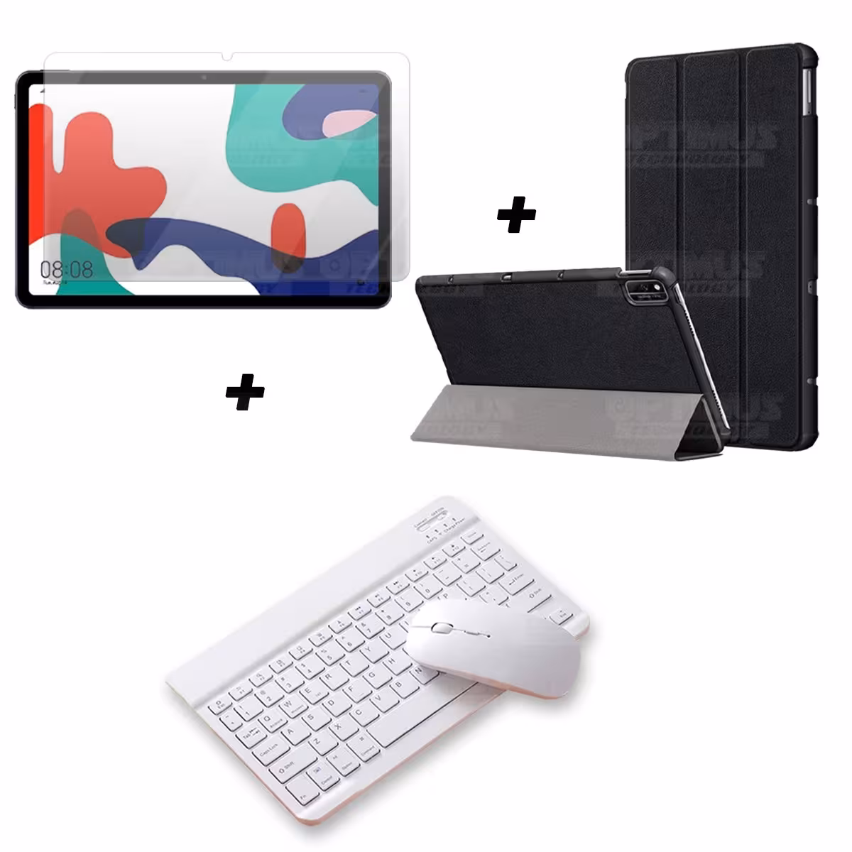 Kit Vidrio templado + Case Forro Protector + Teclado y Mouse Ratón Bluetooth para Tablet Huawei Matepad 10.4 OPTIMUS TECHNOLOGY™
