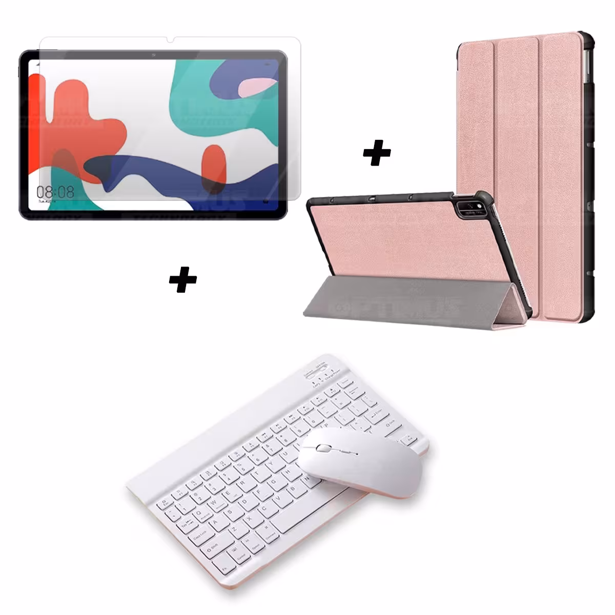 Kit Vidrio templado + Case Forro Protector + Teclado y Mouse Ratón Bluetooth para Tablet Huawei Matepad 10.4 OPTIMUS TECHNOLOGY™