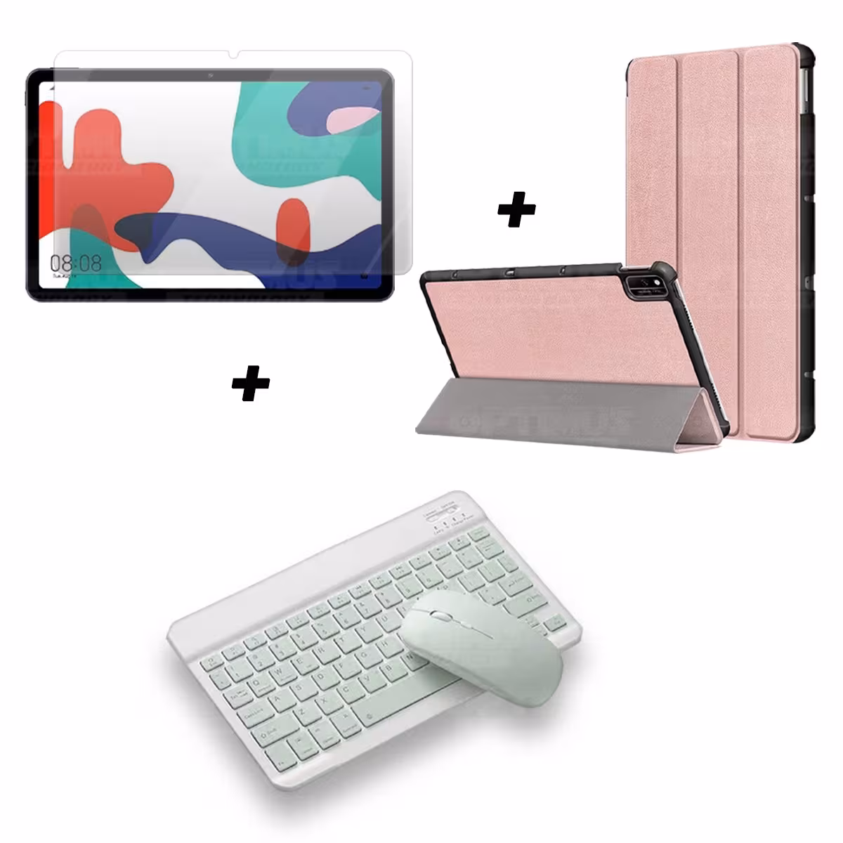 Kit Vidrio templado + Case Forro Protector + Teclado y Mouse Ratón Bluetooth para Tablet Huawei Matepad 10.4 OPTIMUS TECHNOLOGY™