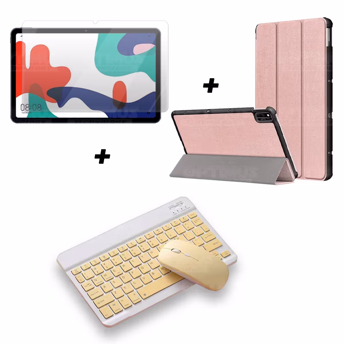 Kit Vidrio templado + Case Forro Protector + Teclado y Mouse Ratón Bluetooth para Tablet Huawei Matepad 10.4 OPTIMUS TECHNOLOGY™