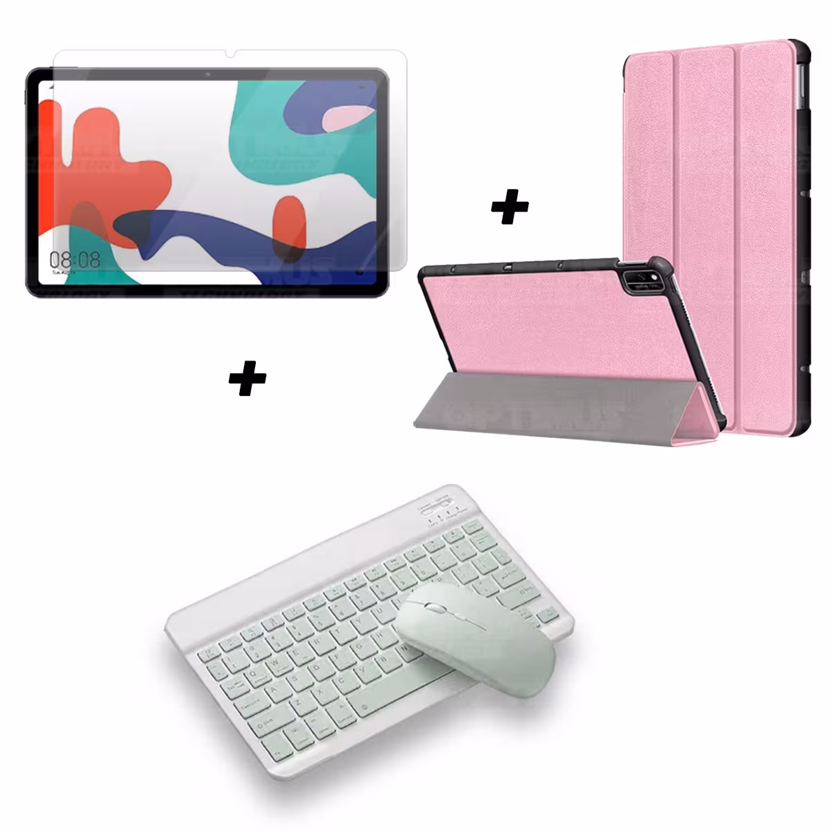 Kit Vidrio templado + Case Forro Protector + Teclado y Mouse Ratón Bluetooth para Tablet Huawei Matepad 10.4 OPTIMUS TECHNOLOGY™