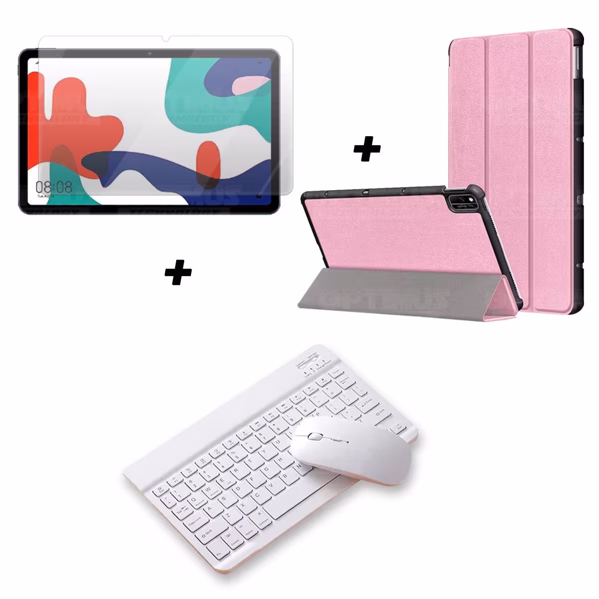 Kit Vidrio templado + Case Forro Protector + Teclado y Mouse Ratón Bluetooth para Tablet Huawei Matepad 10.4 OPTIMUS TECHNOLOGY™