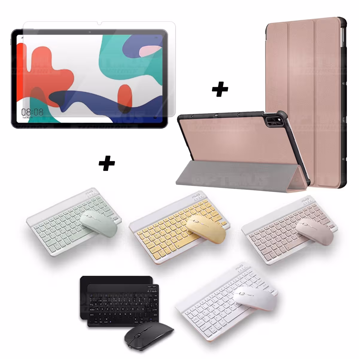 Kit Vidrio templado + Case Forro Protector + Teclado y Mouse Ratón Bluetooth para Tablet Huawei Matepad 10.4 OPTIMUS TECHNOLOGY™