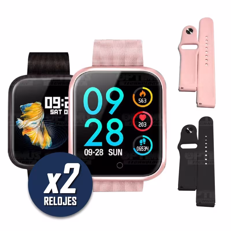 Kit Dos 2 Smartwatch Reloj Inteligente OPTIMUS BAND X PRO™ (Smartwatch p70) Compatible Android IOS