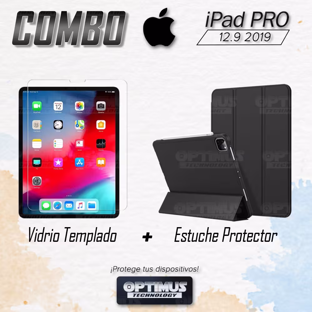 Kit Vidrio Cristal Templado Y Estuche Case Protector con portalápiz Tablet iPad Pro 12.9 2019 OPTIMUS TECHNOLOGY™ - 6