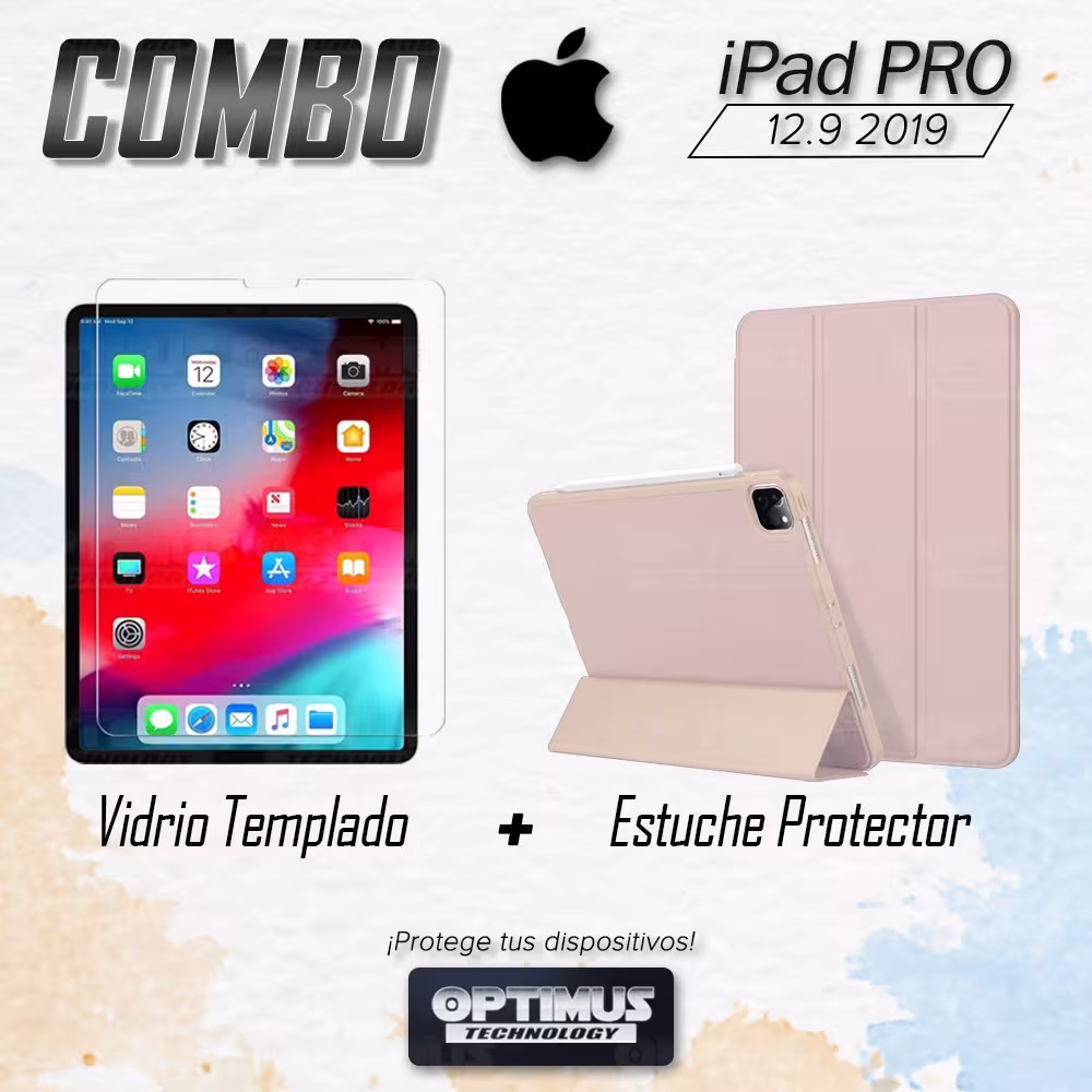 Kit Vidrio Cristal Templado Y Estuche Case Protector con portalápiz Tablet iPad Pro 12.9 2019 OPTIMUS TECHNOLOGY™ - 14