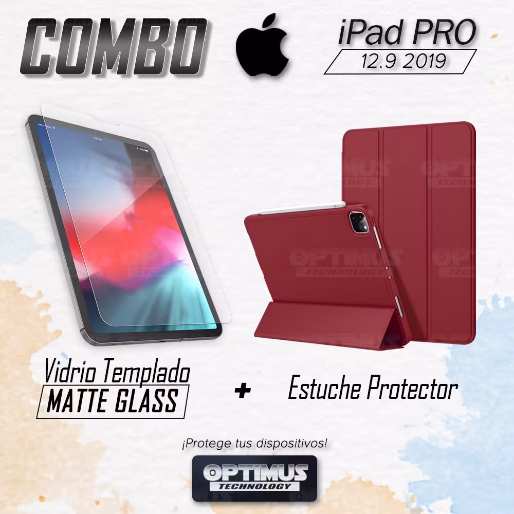 Kit Vidrio Templado Matte Glass Y Estuche Case Protector con portalápiz Tablet iPad Pro 12.9 2019 OPTIMUS TECHNOLOGY™ - 14