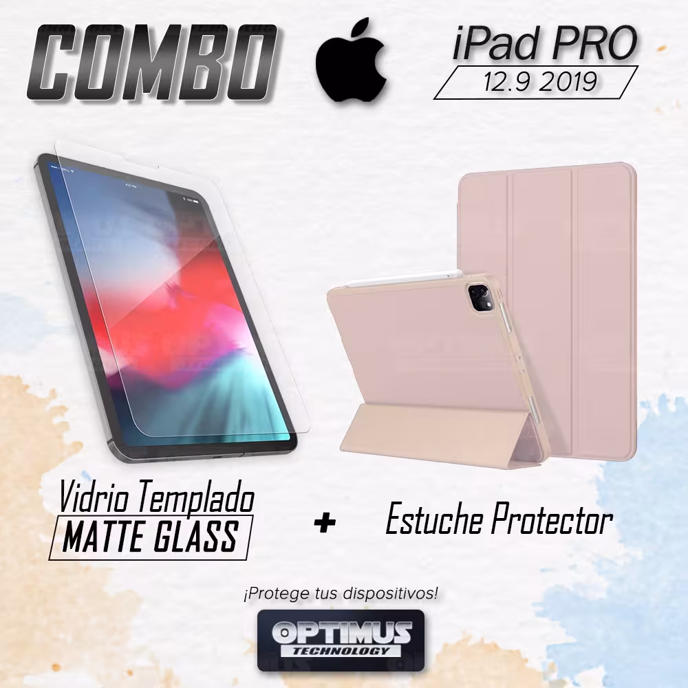 Kit Vidrio Templado Matte Glass Y Estuche Case Protector con portalápiz Tablet iPad Pro 12.9 2019 OPTIMUS TECHNOLOGY™ - 2
