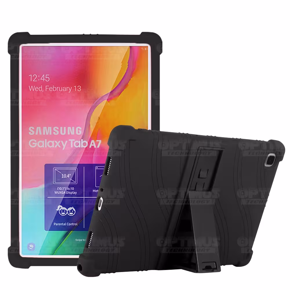 Kit Vidrio templado y Estuche Protector de goma antigolpes con soporte Tablet Samsung Galaxy Tab A7 10.4 2020 T500 - T505 OPTIMU
