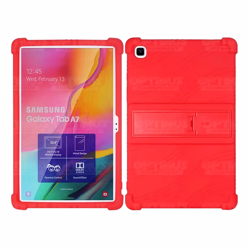 Kit Vidrio templado y Estuche Protector de goma antigolpes con soporte Tablet Samsung Galaxy Tab A7 10.4 2020 T500 - T505 OPTIMU