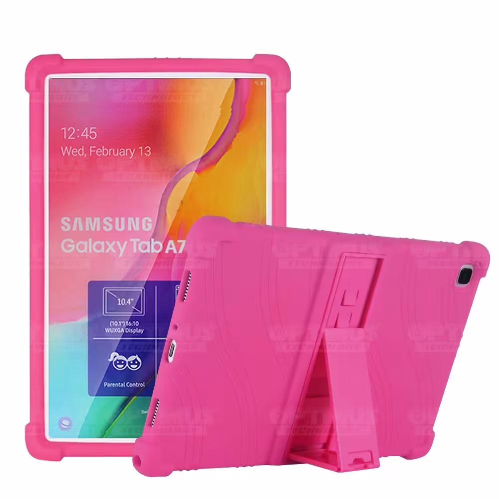 Kit Vidrio templado y Estuche Protector de goma antigolpes con soporte Tablet Samsung Galaxy Tab A7 10.4 2020 T500 - T505 OPTIMU