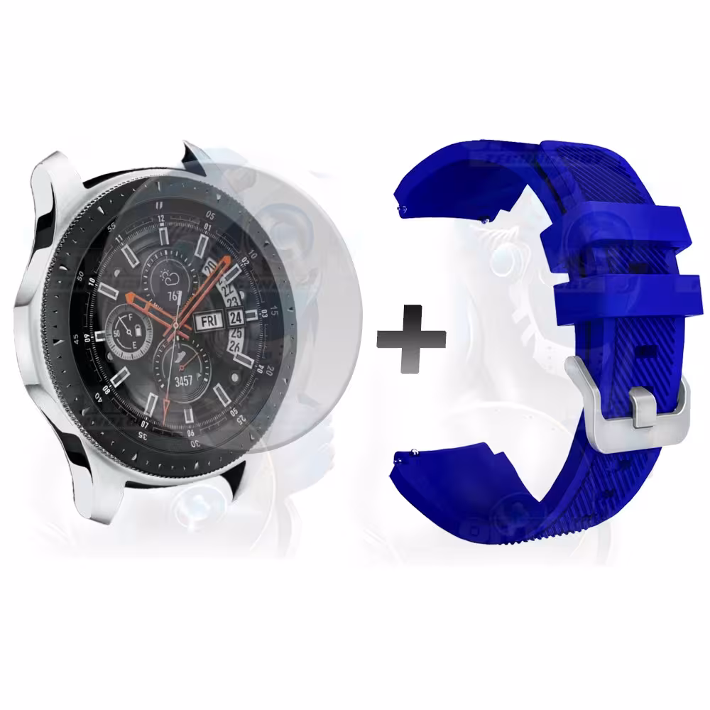 Kit Correa Pulso Manilla de Goma Y Vidrio Templado Samsung Galaxy Watch 46mm | OPTIMUS TECHNOLOGY™ | CRRY-VTP-GX-WCH-46 |