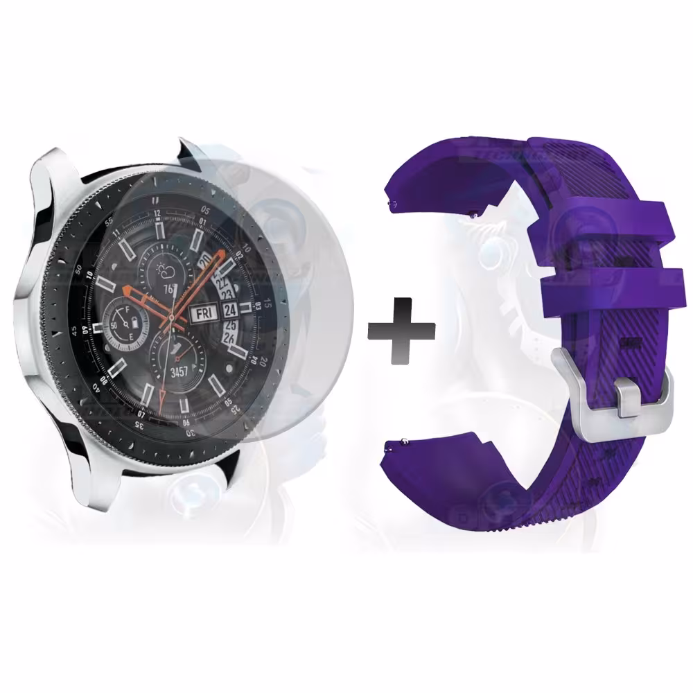 Kit Correa Pulso Manilla de Goma Y Vidrio Templado Samsung Galaxy Watch 46mm | OPTIMUS TECHNOLOGY™ | CRRY-VTP-GX-WCH-46 |