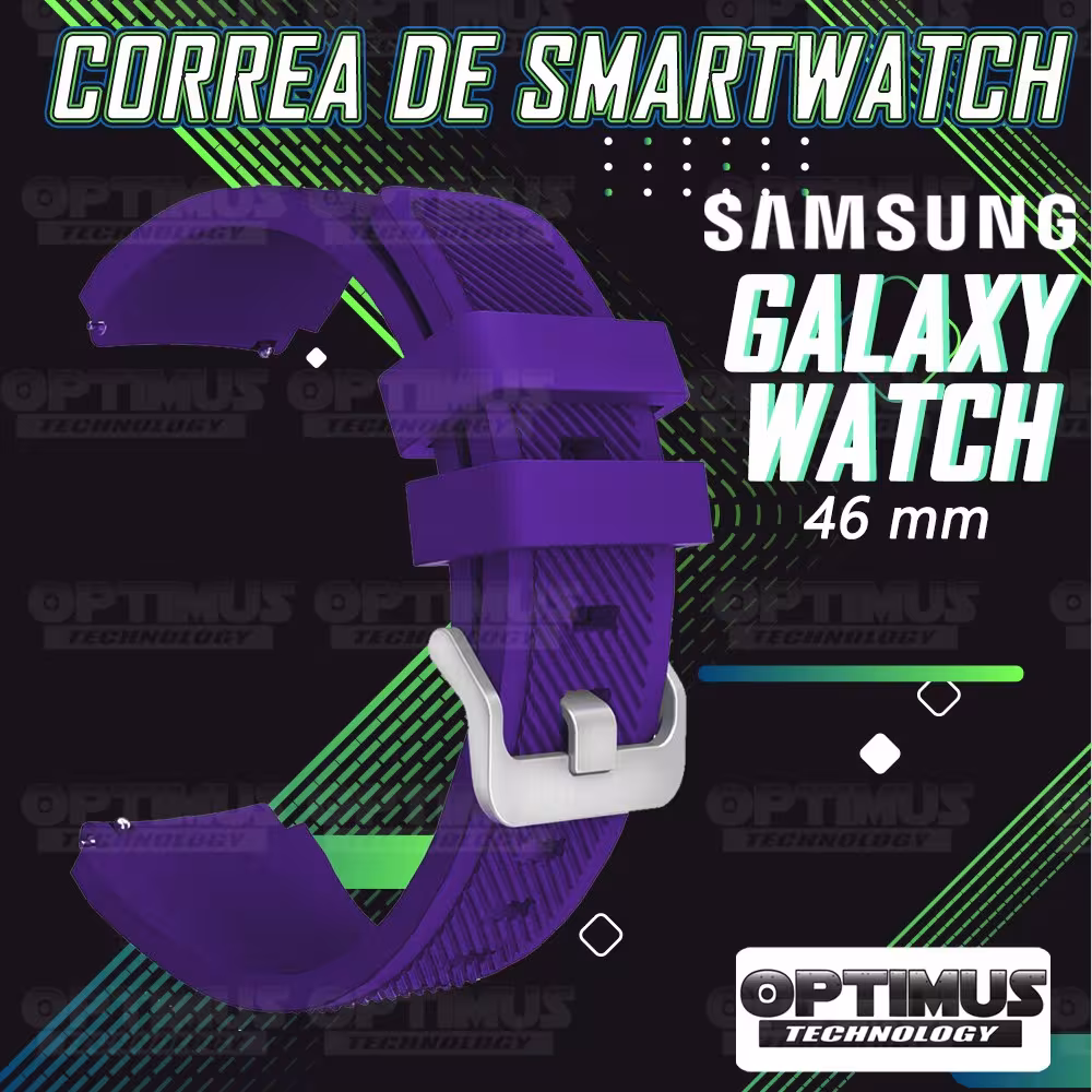 Kit Correa Pulso Manilla de Goma Y Vidrio Templado Samsung Galaxy Watch 46mm | OPTIMUS TECHNOLOGY™ | CRRY-VTP-GX-WCH-46 |