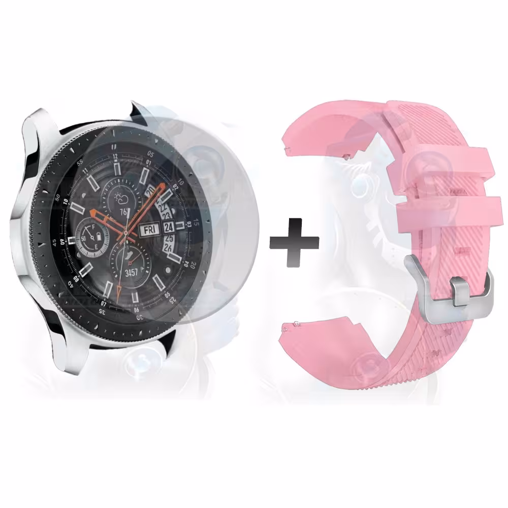 Kit Correa Pulso Manilla de Goma Y Vidrio Templado Samsung Galaxy Watch 46mm | OPTIMUS TECHNOLOGY™ | CRRY-VTP-GX-WCH-46 |