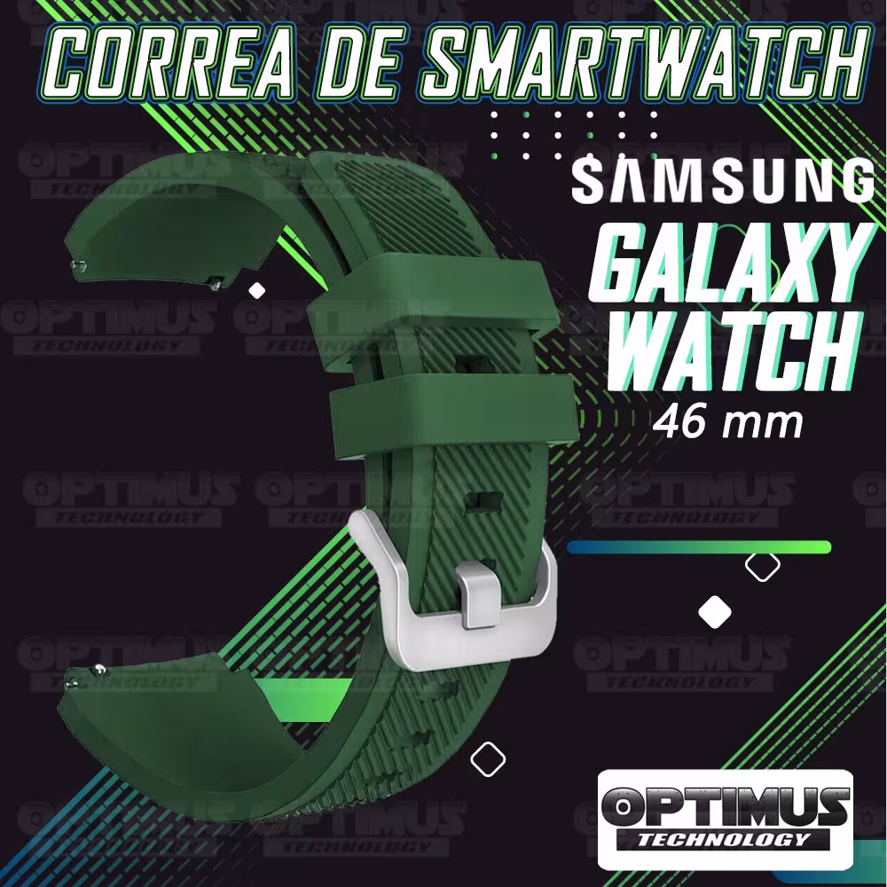 Kit Correa Pulso Manilla de Goma Y Vidrio Templado Samsung Galaxy Watch 46mm | OPTIMUS TECHNOLOGY™ | CRRY-VTP-GX-WCH-46 |