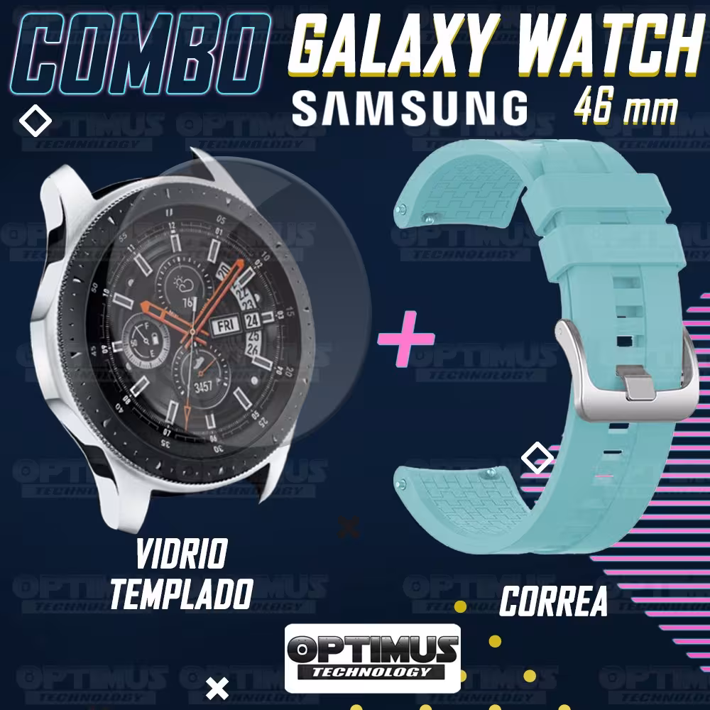 Vidrio Templado Y Correa Smartwatch Reloj Inteligente Samsung Galaxy Watch 46mm | OPTIMUS TECHNOLOGY™ | CRR-VTP-GX-WCH-46 |