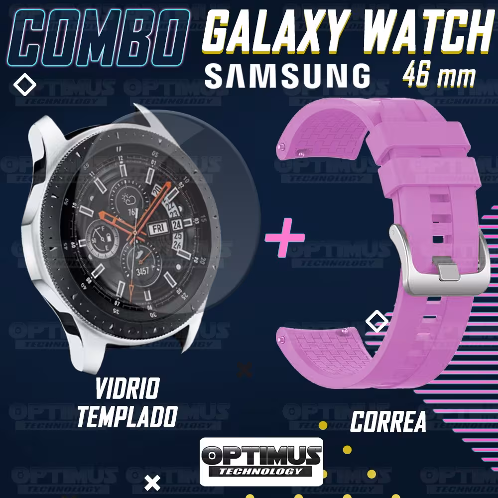Vidrio Templado Y Correa Smartwatch Reloj Inteligente Samsung Galaxy Watch 46mm | OPTIMUS TECHNOLOGY™ | CRR-VTP-GX-WCH-46 |