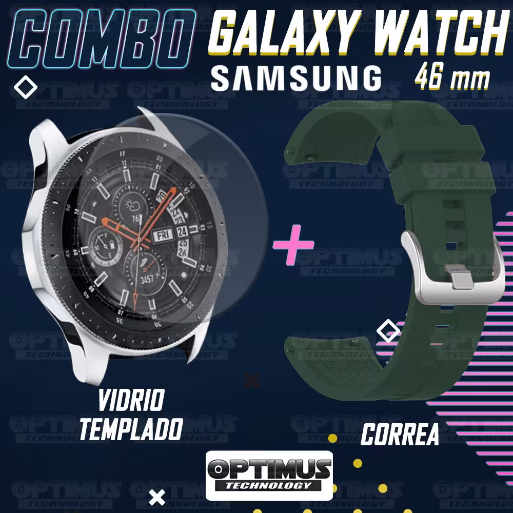 Vidrio Templado Y Correa Smartwatch Reloj Inteligente Samsung Galaxy Watch 46mm | OPTIMUS TECHNOLOGY™ | CRR-VTP-GX-WCH-46 |
