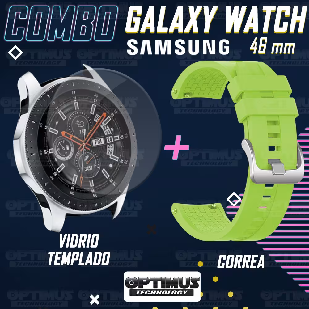 Vidrio Templado Y Correa Smartwatch Reloj Inteligente Samsung Galaxy Watch 46mm | OPTIMUS TECHNOLOGY™ | CRR-VTP-GX-WCH-46 |