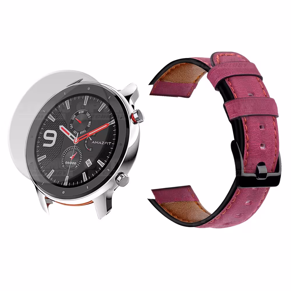 Manilla Correa De Cuero Y Vidrio Smartwatch Samsung Galaxy Watch 46mm