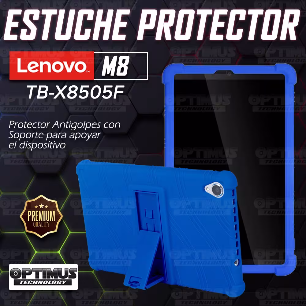 Estuche Case protector de goma Tablet Lenovo Tab M8 8505x / x8505f Anti golpes con soporte OPTIMUS TECHNOLOGY™ - 3