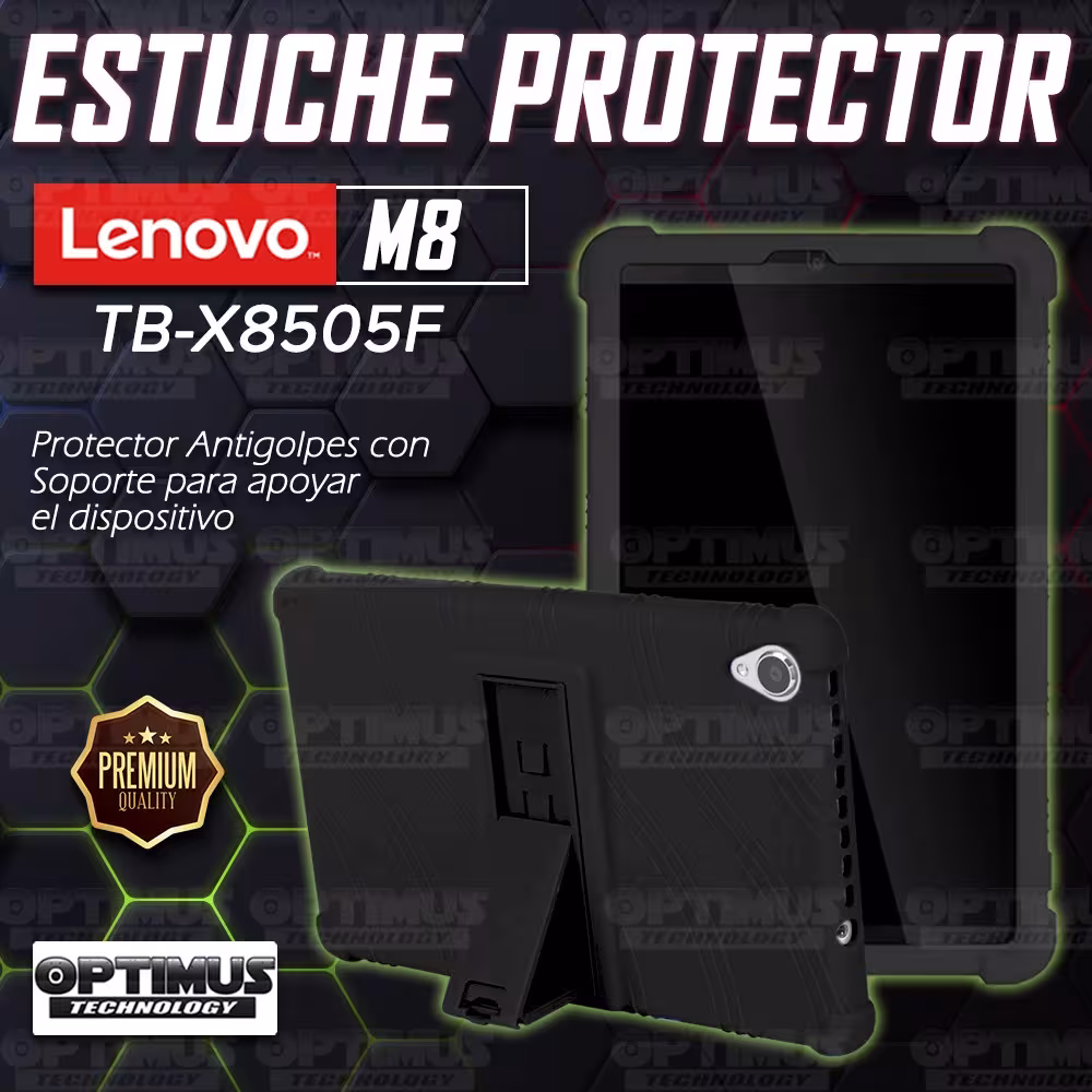 Estuche Case protector de goma Tablet Lenovo Tab M8 8505x / x8505f Anti golpes con soporte OPTIMUS TECHNOLOGY™ - 9