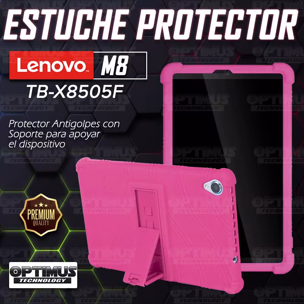 Estuche Case protector de goma Tablet Lenovo Tab M8 8505x / x8505f Anti golpes con soporte OPTIMUS TECHNOLOGY™ - 12