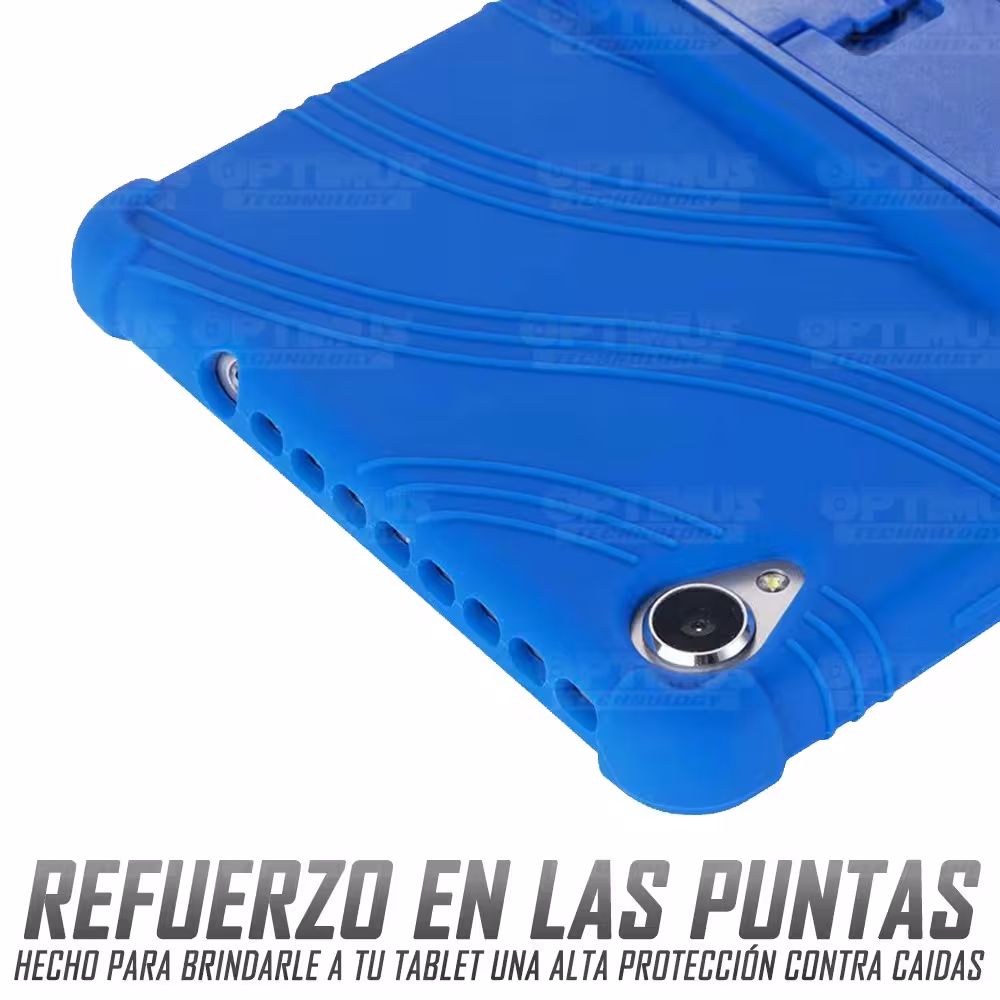 Kit Vidrio templado y Estuche Protector de goma antigolpes con soporte Tablet Lenovo Tab M8 8505x / x8505f OPTIMUS TECHNOLOGY™ -