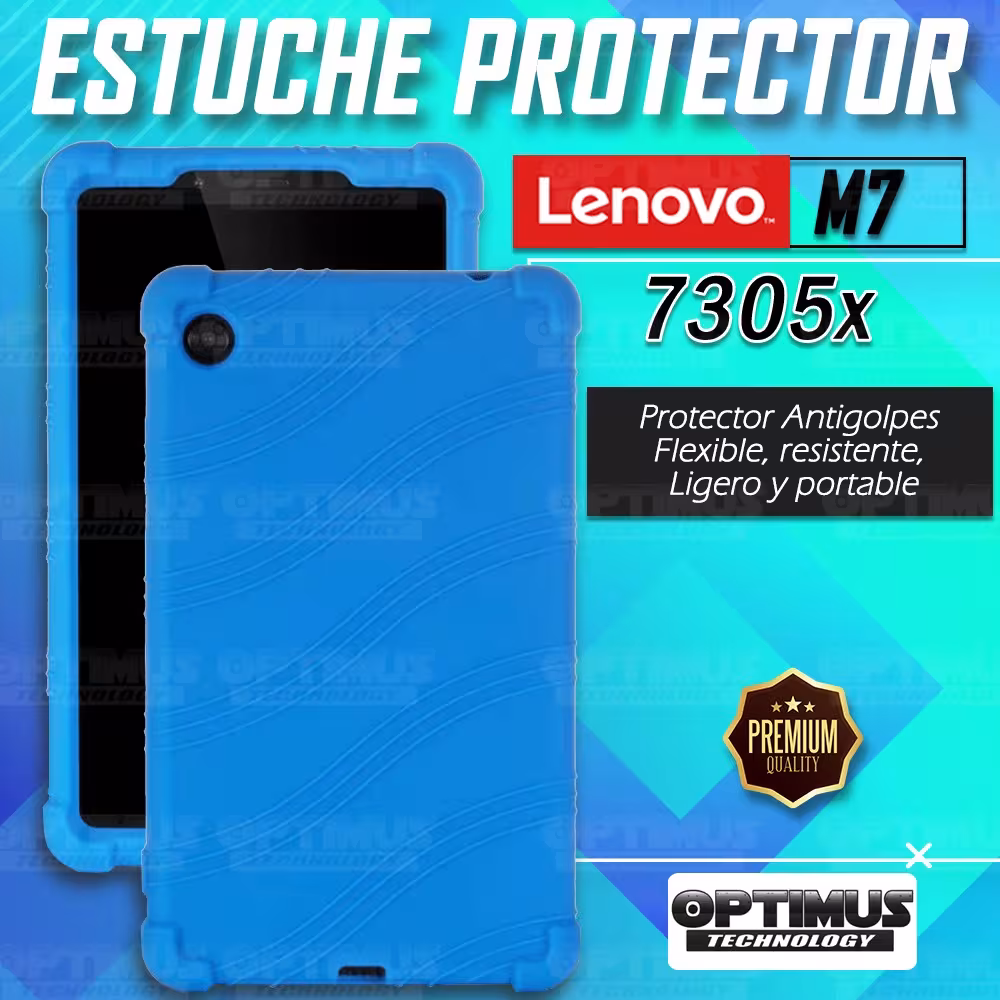 Kit Vidrio templado y Estuche Protector de goma antigolpes Tablet Lenovo M7 7305x | OPTIMUS TECHNOLOGY™ | KT-VTP-EST-GM-LNV-M7 |