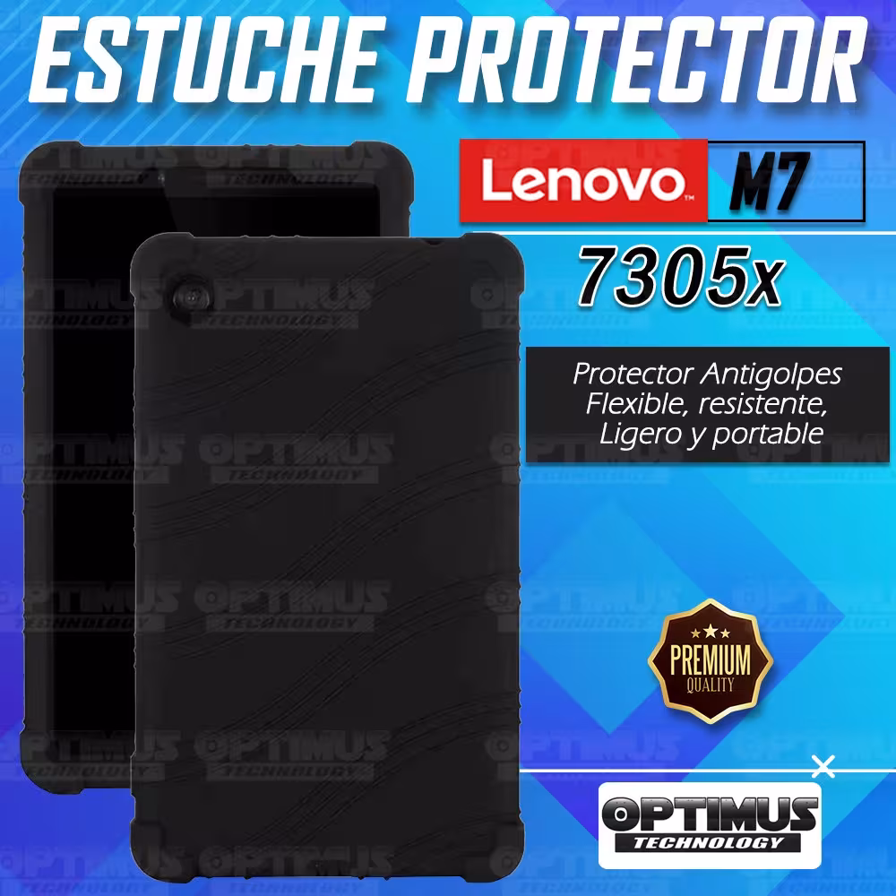 Kit Vidrio templado y Estuche Protector de goma antigolpes Tablet Lenovo M7 7305x | OPTIMUS TECHNOLOGY™ | KT-VTP-EST-GM-LNV-M7 |