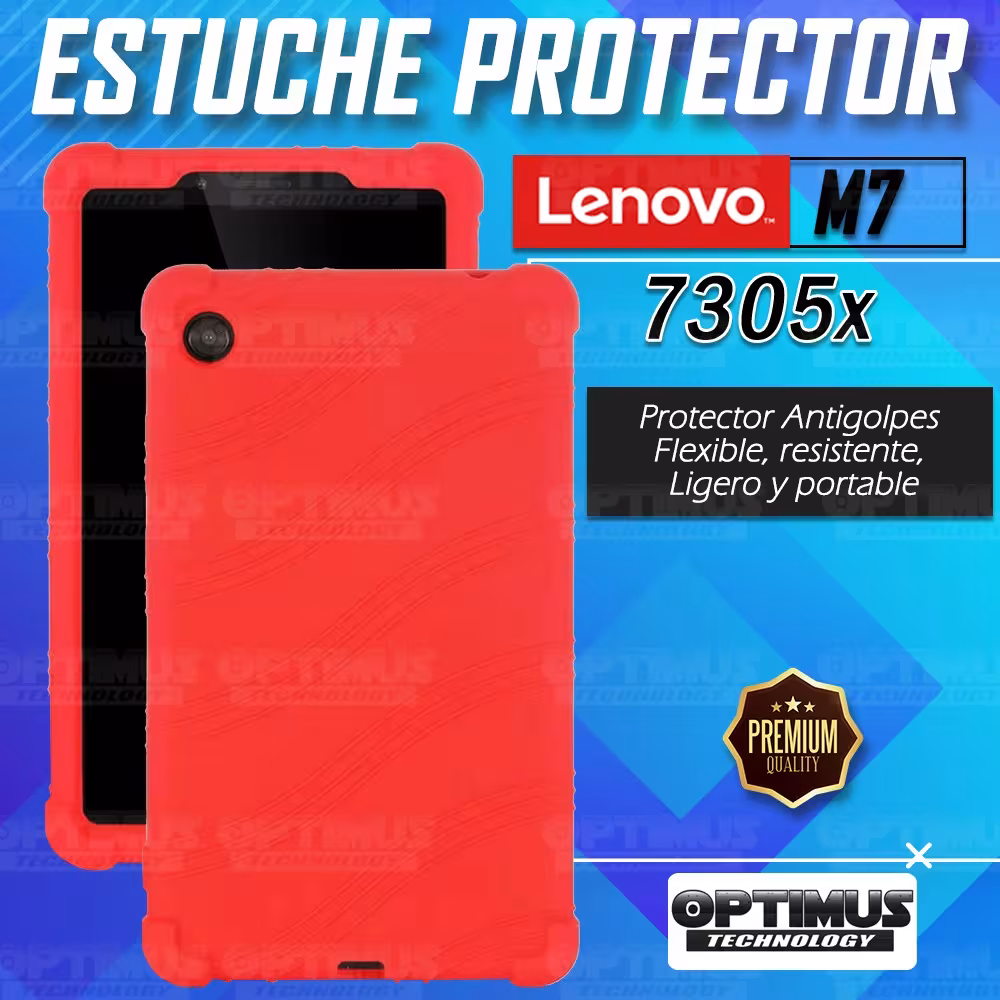 Kit Vidrio templado y Estuche Protector de goma antigolpes Tablet Lenovo M7 7305x | OPTIMUS TECHNOLOGY™ | KT-VTP-EST-GM-LNV-M7 |