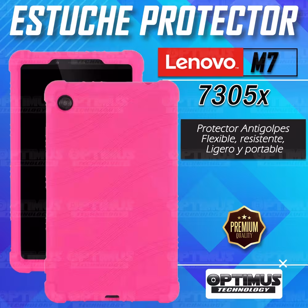 Kit Vidrio templado y Estuche Protector de goma antigolpes Tablet Lenovo M7 7305x | OPTIMUS TECHNOLOGY™ | KT-VTP-EST-GM-LNV-M7 |