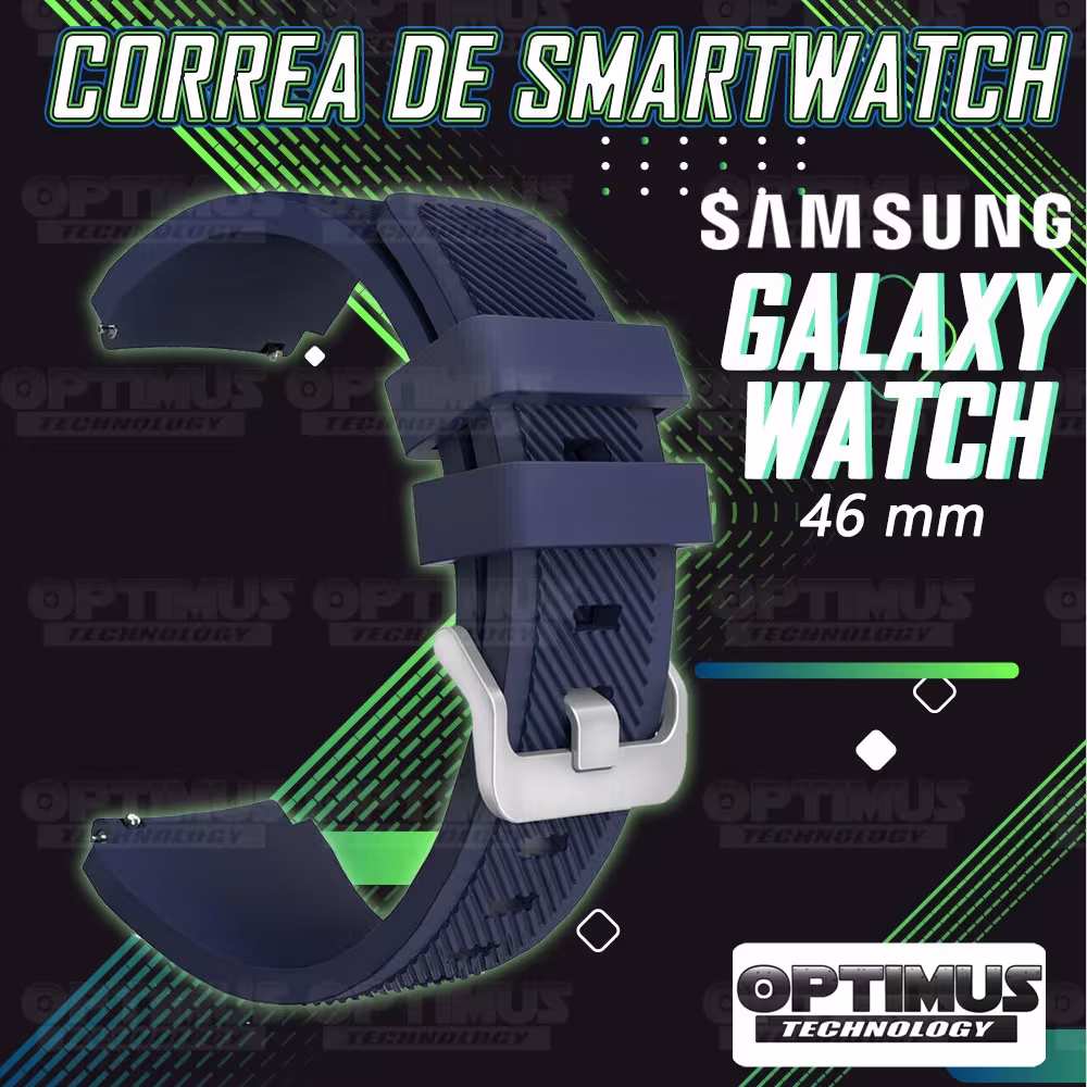 Kit Correa Pulso Manilla de Goma Y Vidrio Templado Samsung Galaxy Watch 46mm | OPTIMUS TECHNOLOGY™ | CRRY-VTP-GX-WCH-46 |