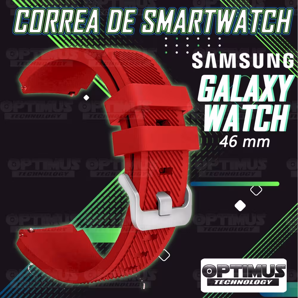 Kit Correa Pulso Manilla de Goma Y Vidrio Templado Samsung Galaxy Watch 46mm | OPTIMUS TECHNOLOGY™ | CRRY-VTP-GX-WCH-46 |