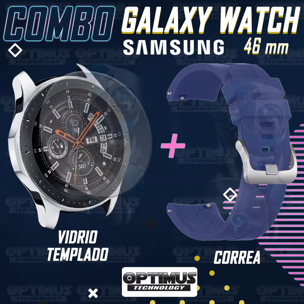 Vidrio Templado Y Correa Smartwatch Reloj Inteligente Samsung Galaxy Watch 46mm | OPTIMUS TECHNOLOGY™ | CRR-VTP-GX-WCH-46 |