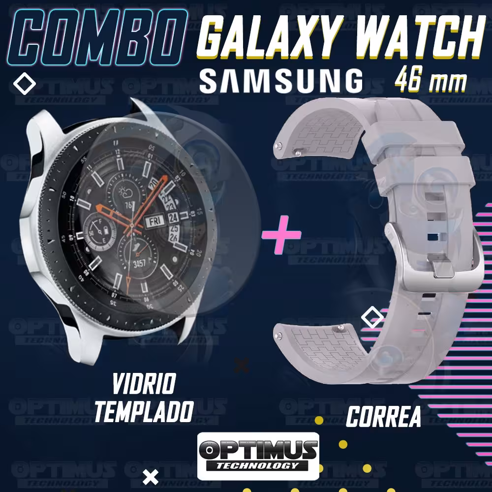 Vidrio Templado Y Correa Smartwatch Reloj Inteligente Samsung Galaxy Watch 46mm | OPTIMUS TECHNOLOGY™ | CRR-VTP-GX-WCH-46 |