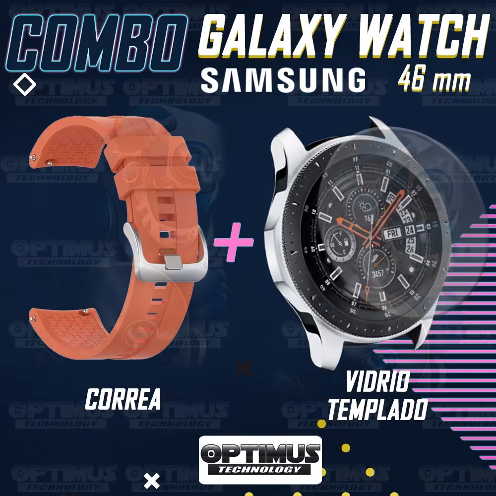 Vidrio Templado Y Correa Smartwatch Reloj Inteligente Samsung Galaxy Watch 46mm | OPTIMUS TECHNOLOGY™ | CRR-VTP-GX-WCH-46 |