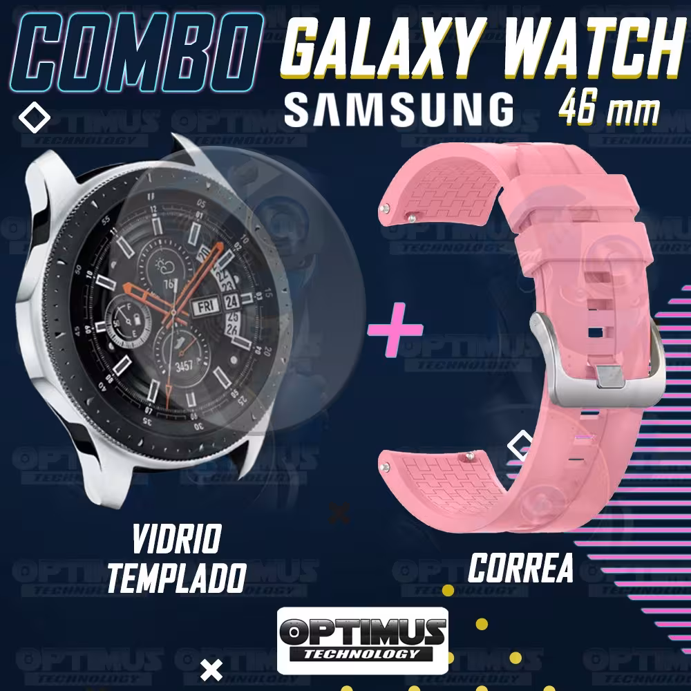 Vidrio Templado Y Correa Smartwatch Reloj Inteligente Samsung Galaxy Watch 46mm | OPTIMUS TECHNOLOGY™ | CRR-VTP-GX-WCH-46 |