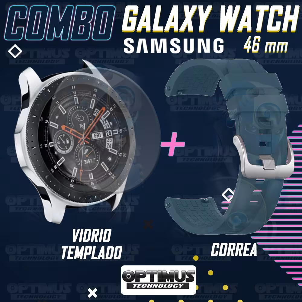 Vidrio Templado Y Correa Smartwatch Reloj Inteligente Samsung Galaxy Watch 46mm | OPTIMUS TECHNOLOGY™ | CRR-VTP-GX-WCH-46 |
