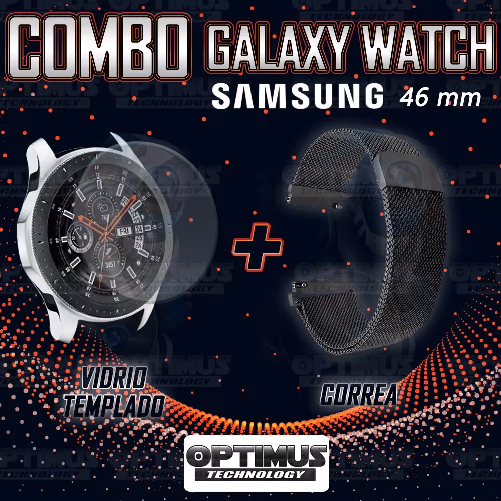 Kit Manilla Pulso Correa Magnética de color Y Vidrio Templado Samsung Galaxy Watch 46mm OPTIMUS TECHNOLOGY™ - 18