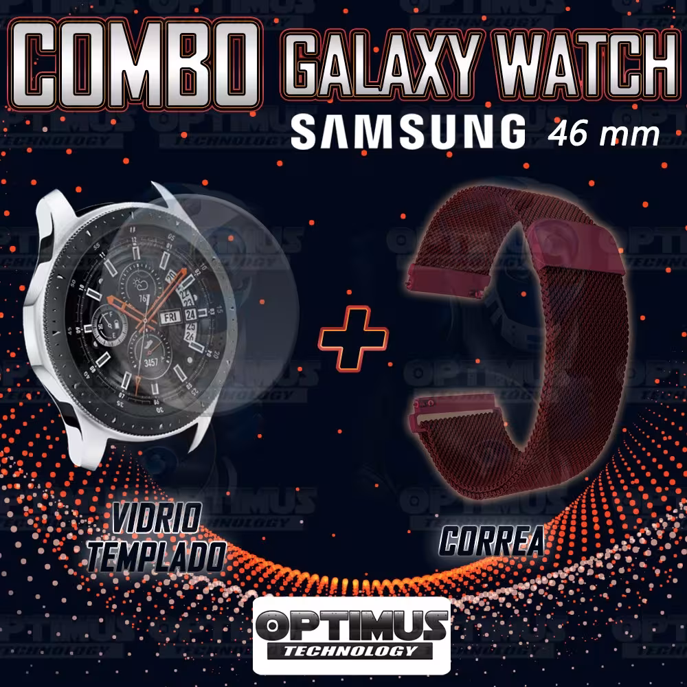 Kit Manilla Pulso Correa Magnética de color Y Vidrio Templado Samsung Galaxy Watch 46mm OPTIMUS TECHNOLOGY™ - 22