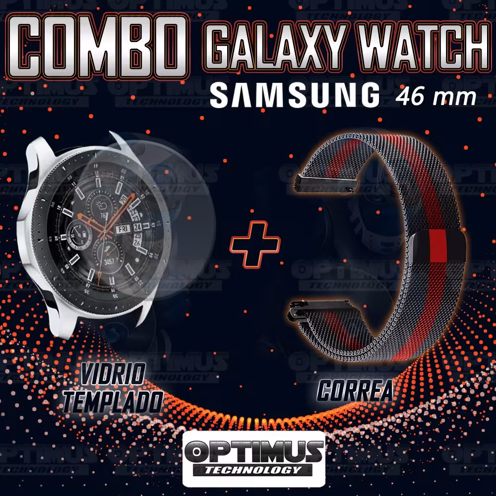 Kit Manilla Pulso Correa Magnética de color Y Vidrio Templado Samsung Galaxy Watch 46mm OPTIMUS TECHNOLOGY™ - 26