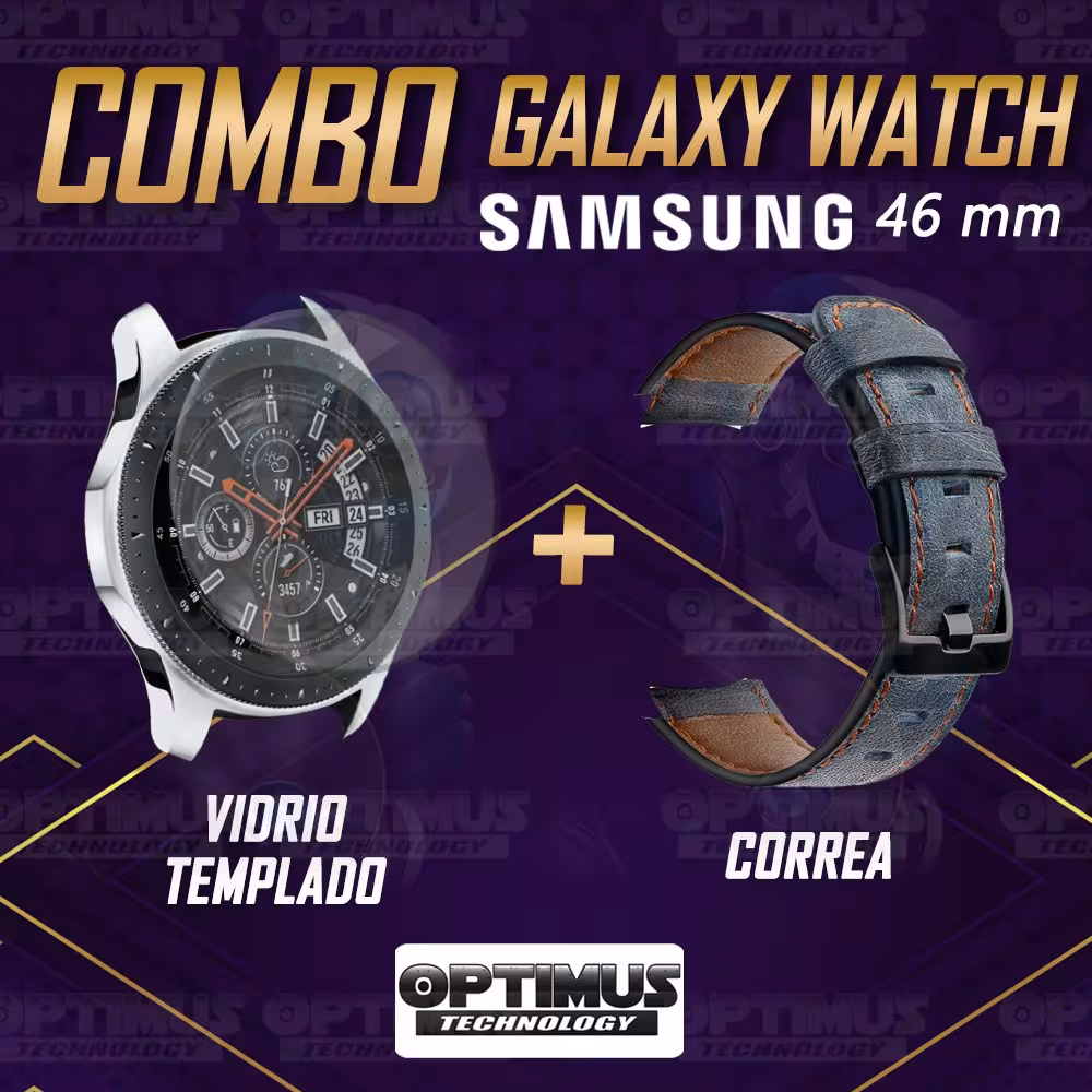 Manilla Correa De Cuero Y Vidrio Smartwatch Samsung Galaxy Watch 46mm | OPTIMUS TECHNOLOGY™ | CRR-CR-VTP-GX-WCH-46 |