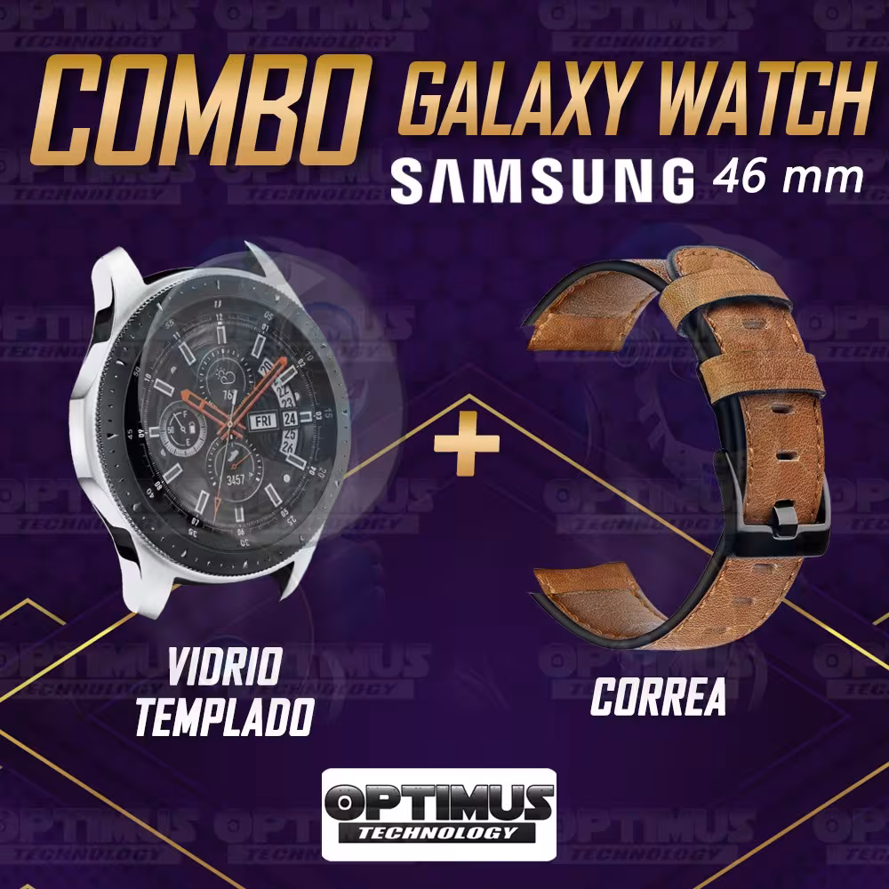 Manilla Correa De Cuero Y Vidrio Smartwatch Samsung Galaxy Watch 46mm | OPTIMUS TECHNOLOGY™ | CRR-CR-VTP-GX-WCH-46 |